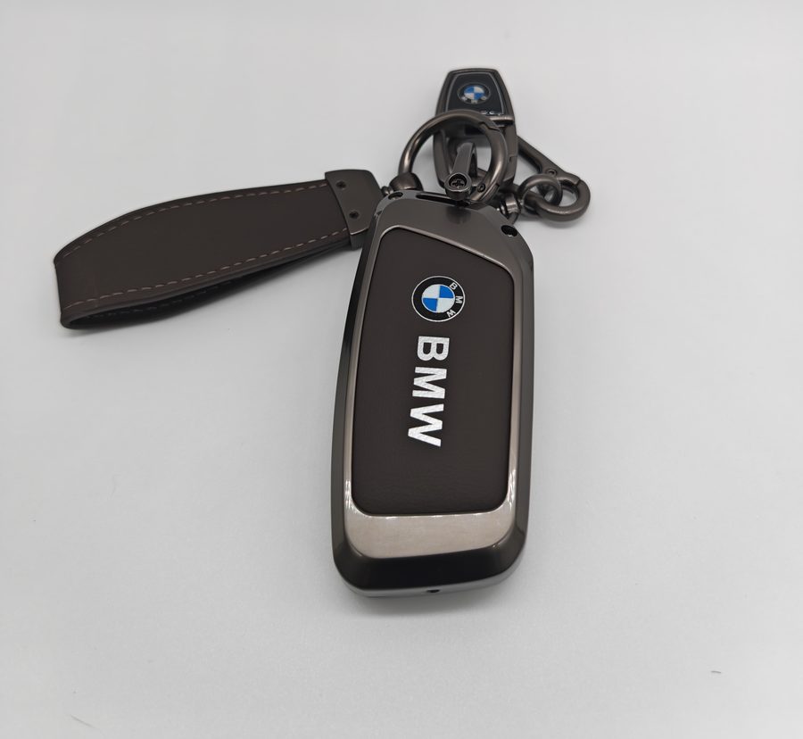 Pochette de luxe pour clé BMW, cuir marron